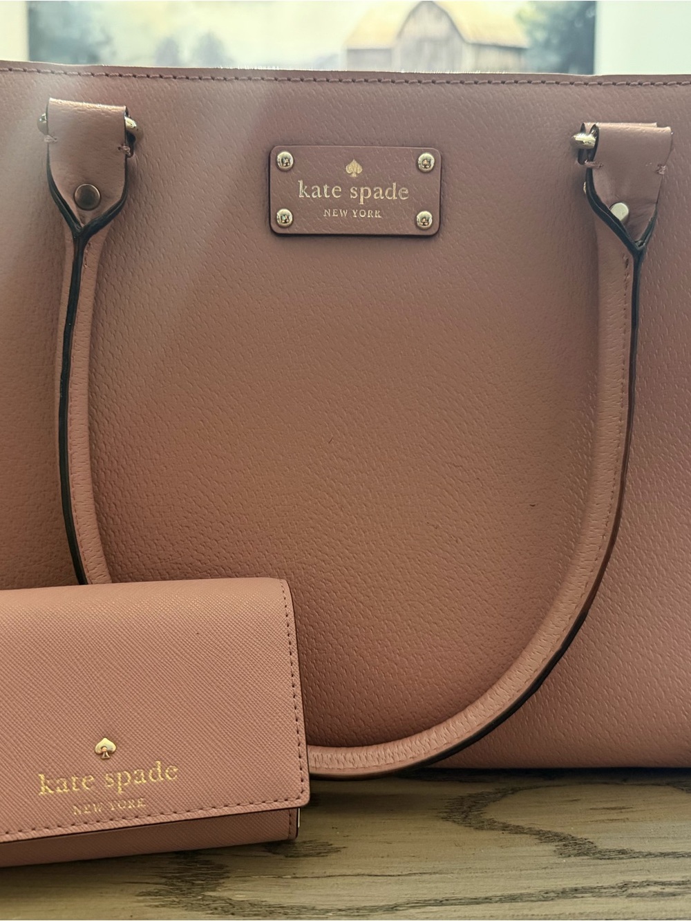 kate spade Dusty Rose Leather Tote with Matching Wallet